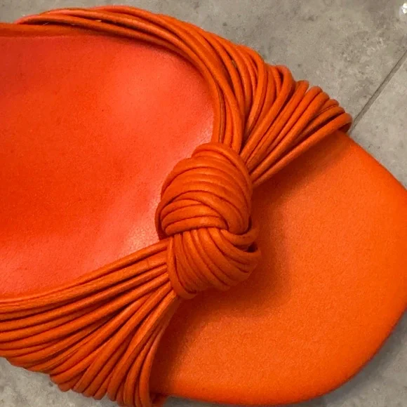 Ann Taylor Orange Heeled Sandals with Knotted Detail - Picture 4 of 6